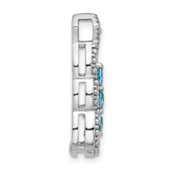 Sterling Silver Rhodium-plated Light Swiss Blue Topaz Chain Slide