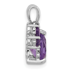 Sterling Silver Rhodium-plated Polished Amethyst Paw Pendant