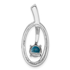 Sterling Silver Rhodium-plated London Blue Topaz and CZ Chain Slide - 2