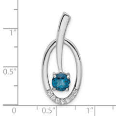 Sterling Silver Rhodium-plated London Blue Topaz and CZ Chain Slide - 2