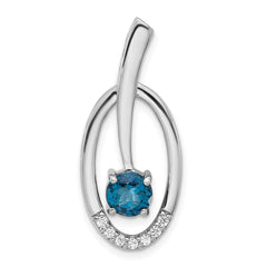 Sterling Silver Rhodium-plated London Blue Topaz and CZ Chain Slide - 2
