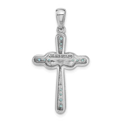 Sterling Silver Rhodium-plated London Blue Topaz Infinity Cross Pendant