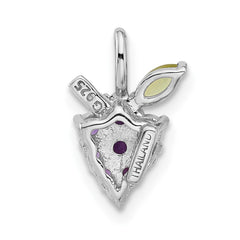 Sterling Silver Rhodium-plated Amethyst and Peridot Grapes Pendant