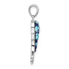 Sterling Silver Rhodium-plated Polished Crystal Dolphin Pendant - 2