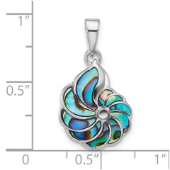 Sterling Silver Rhodium-plated Polished Abalone Swirl Shell Pendant