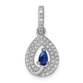 Sterling Silver Rhodium-plated Pear-shape Blue and White CZ Teardrop Pendant