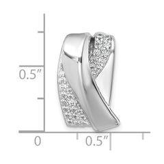 Sterling Silver Rhodium-plated Polished Fancy CZ Chain Slide Pendant