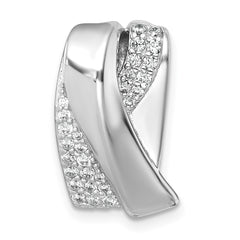 Sterling Silver Rhodium-plated Polished Fancy CZ Chain Slide Pendant