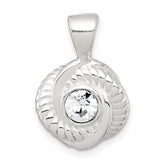 Sterling Silver Polished and Textured CZ Knot Pendant