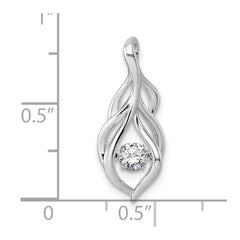 Sterling Silver Rhodium-plated Dangle Vibrant Moving CZ Open Teardrop Swirl Pendant