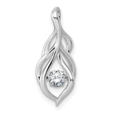 Sterling Silver Rhodium-plated Dangle Vibrant Moving CZ Open Teardrop Swirl Pendant