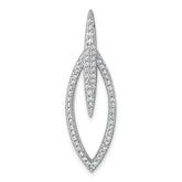 Sterling Silver Rhodium-plated CZ Oval Drop Pendant