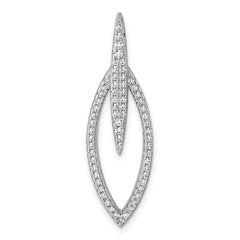 Sterling Silver Rhodium-plated CZ Oval Drop Pendant