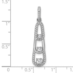 Sterling Silver Rhodium-plated 3-Stone CZ Dangle Pendant
