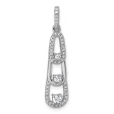 Sterling Silver Rhodium-plated 3-Stone CZ Dangle Pendant