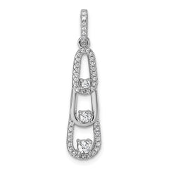 Sterling Silver Rhodium-plated 3-Stone CZ Dangle Pendant