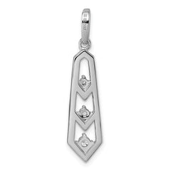 Sterling Silver Rhodium-plated 3-Stone CZ Pointed Pendant