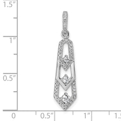 Sterling Silver Rhodium-plated 3-Stone CZ Pointed Pendant