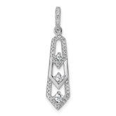 Sterling Silver Rhodium-plated 3-Stone CZ Pointed Pendant