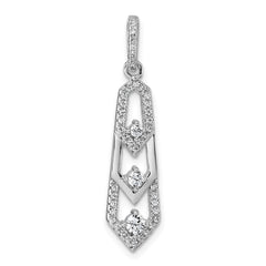 Sterling Silver Rhodium-plated 3-Stone CZ Pointed Pendant