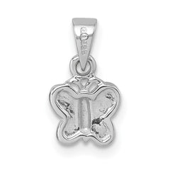 Sterling Silver Rhodium-plated Children's Purple Enamel Butterfly Pendant