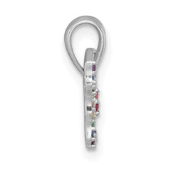 Sterling Silver Rhodium-plated Polished Rainbow Nano Crystals Butterfly Childrens Pendant