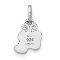 Sterling Silver Rhodium-plated Polished Green/Yellow/Orange/Red Enamel Butterfly And Heart Childrens Pendant