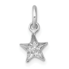 Sterling Silver Madi K Rhodium-plated Polished Blue Crystal Center Star Childrens Pendant