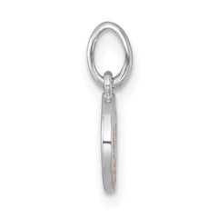 Sterling Silver Rhodium-plated Polished Pink and Yellow Enamel Moon and Star Childrens Pendant
