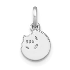Sterling Silver Rhodium-plated Polished Pink and Yellow Enamel Moon and Star Childrens Pendant
