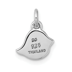 Sterling Silver Rhodium-plated Brushed Little Bird Pendant