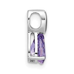 Sterling Silver Rhodium-plated Polished Pear Amethyst Teardrop Chain Slide Pendant