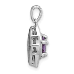 Sterling Silver Rhodium-plated Polished Peridot and White Topaz Star Pendant