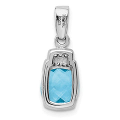 Sterling Silver Rhodium-plated Blue CZ Pendant