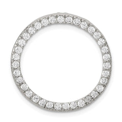 Sterling Silver Rhodium-plated CZ Round Pendant