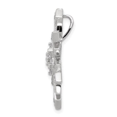 Sterling Silver Rhodium-plated CZ Slide Pendant