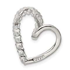 Sterling Silver Rhodium-plated CZ Heart Pendant - 10