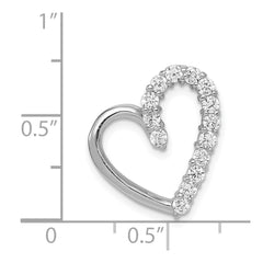 Sterling Silver Rhodium-plated CZ Heart Pendant - 10