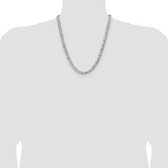 Sterling Silver 5.9mm Flat D/C Pave Curb Chain - 5