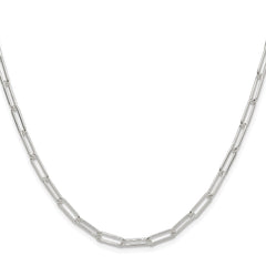 Sterling Silver Rhodium-plated Polished 3.5mm Elongated Cable Chain - 6