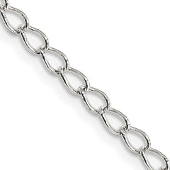 Sterling Silver 3mm Half Round Wire Open Curb Chain - 6
