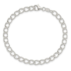 Amore La Vita Sterling Silver Rhodium-plated Polished 5.3mm 7 inch Half Round Wire Curb Chain with Fancy Lobster Clasp Charm Bracelet