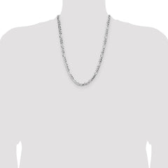 Sterling Silver 6.1mm Flat D/C Pave Figaro Chain - 4