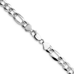 Sterling Silver 8.0mm Flat D/C Pave Figaro Chain - 7