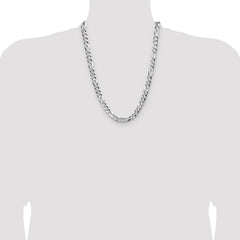 Sterling Silver 8.5mm Flat D/C Pave Figaro Chain - 2