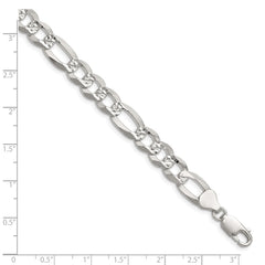 Sterling Silver 8.5mm Flat D/C Pave Figaro Chain - 3