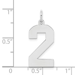 Sterling Silver/Rhodium-plated Polished Number 2 Charm - 3