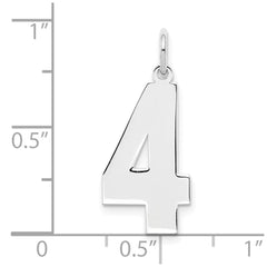 Sterling Silver/Rhodium-plated Polished Number 4 Charm - 2