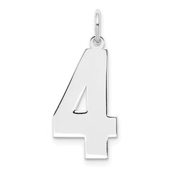 Sterling Silver/Rhodium-plated Polished Number 4 Charm - 2