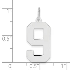 Sterling Silver/Rhodium-plated Polished Number 9 Charm - 4
